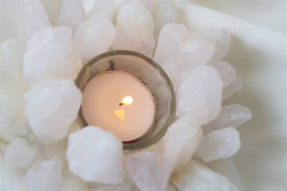 White crystal candle holder