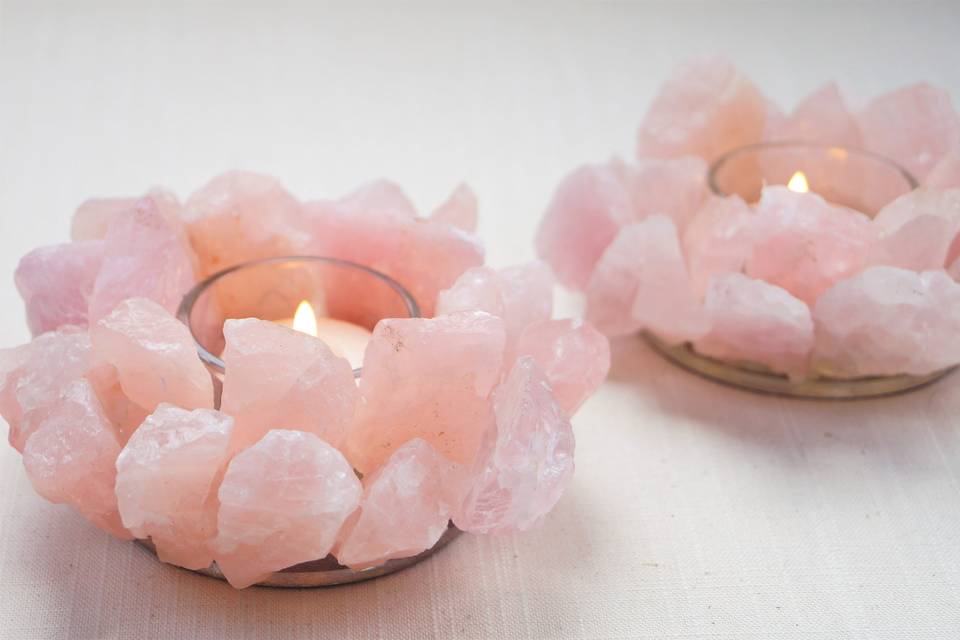 Pink Quartz Candle holder