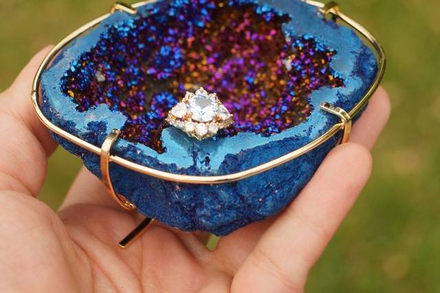 Cobalt blue geode ring box