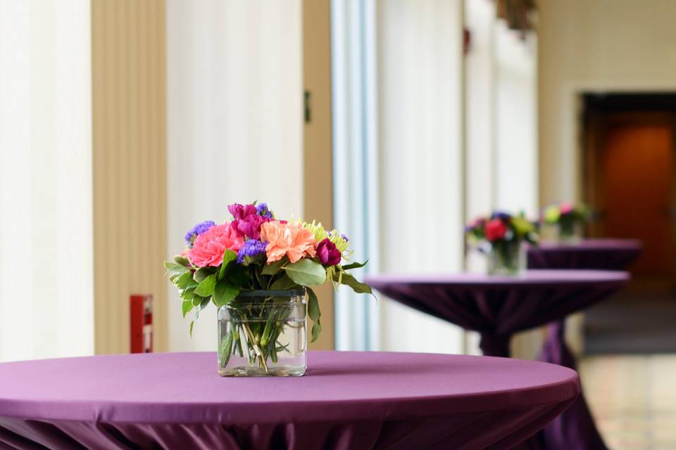 Gracefully decorated cocktail tables