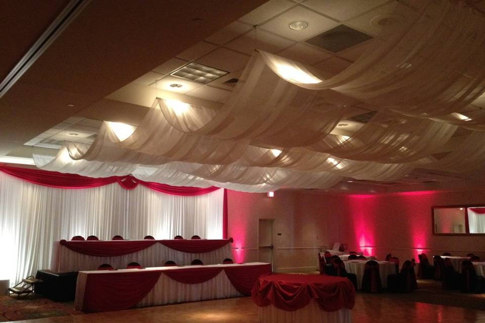 Romantic red and white setup