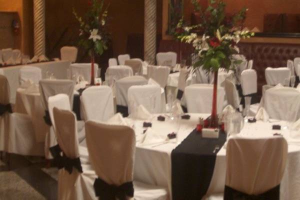 A close up of the tables at the TREVI Center's Banquet Room1-2-10