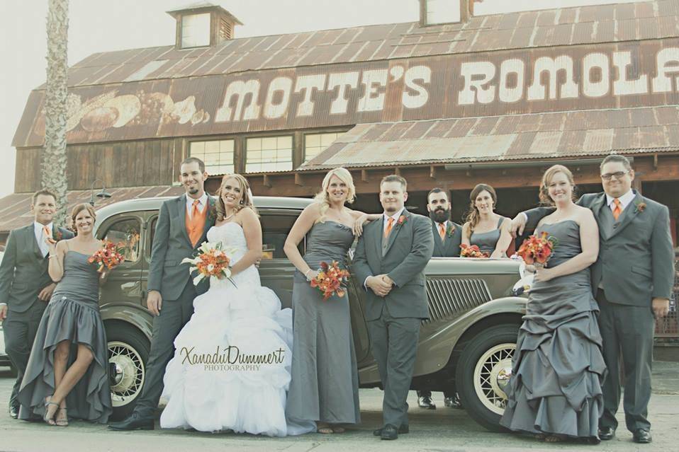 Couple with bridesmaids and groomsmen