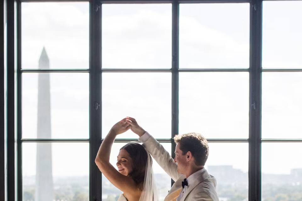 Bride & Groom in Sky Room