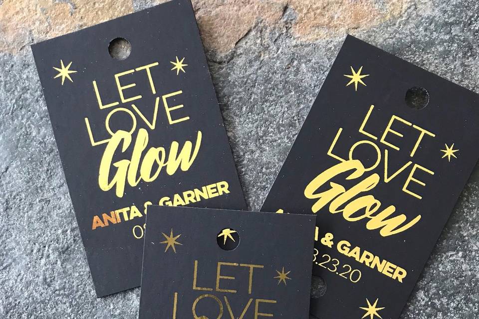 Gold and glam sparkler tags