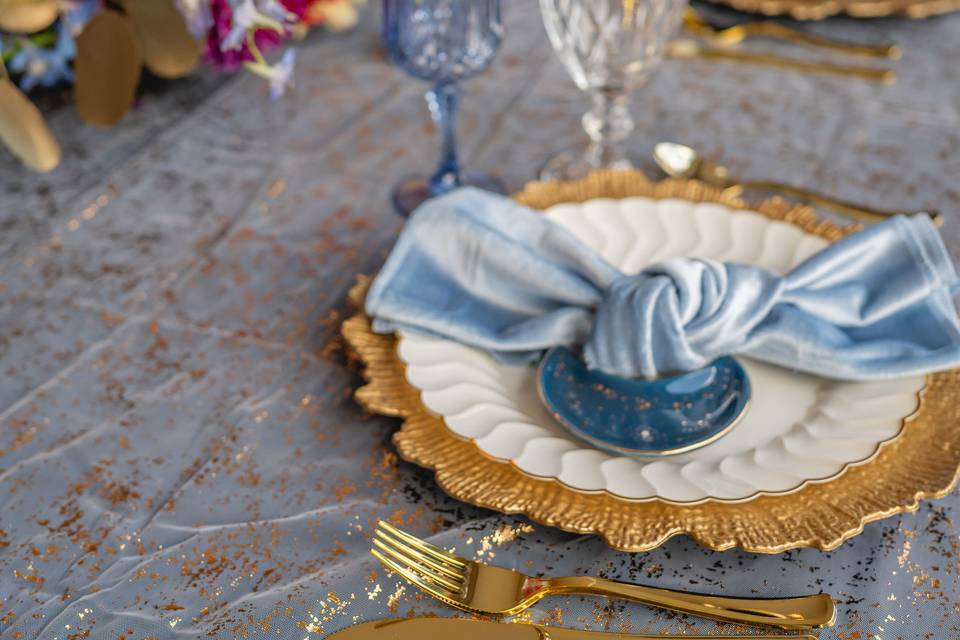 Gold and Blue Place Setting