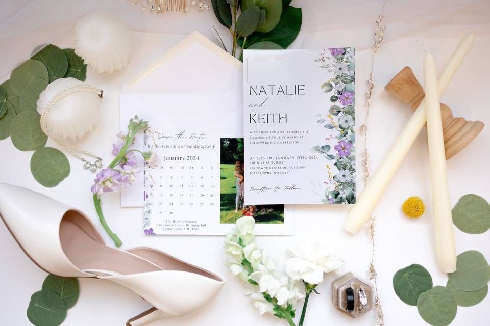 Wedding Invitation Flat Lay