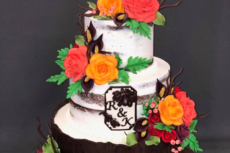 Fall-themed wedding cake