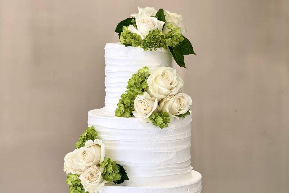 Rustic floral buttercream cake