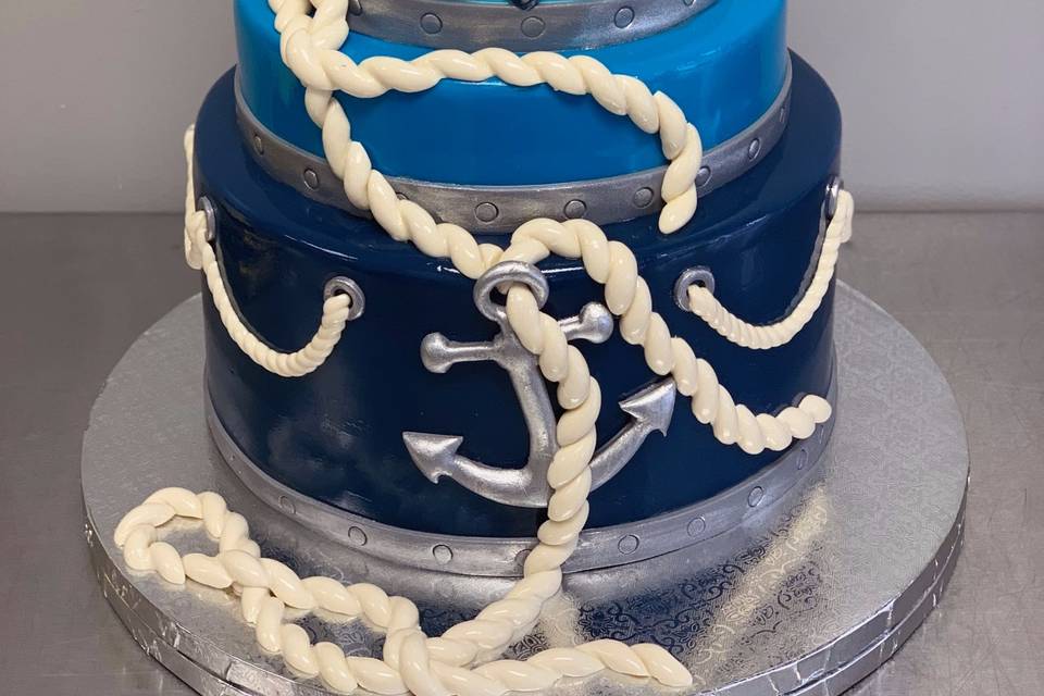 Nautical-themed wedding cake