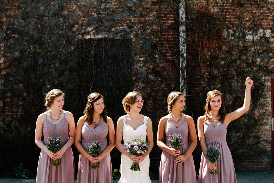 The bride and bridesmaids