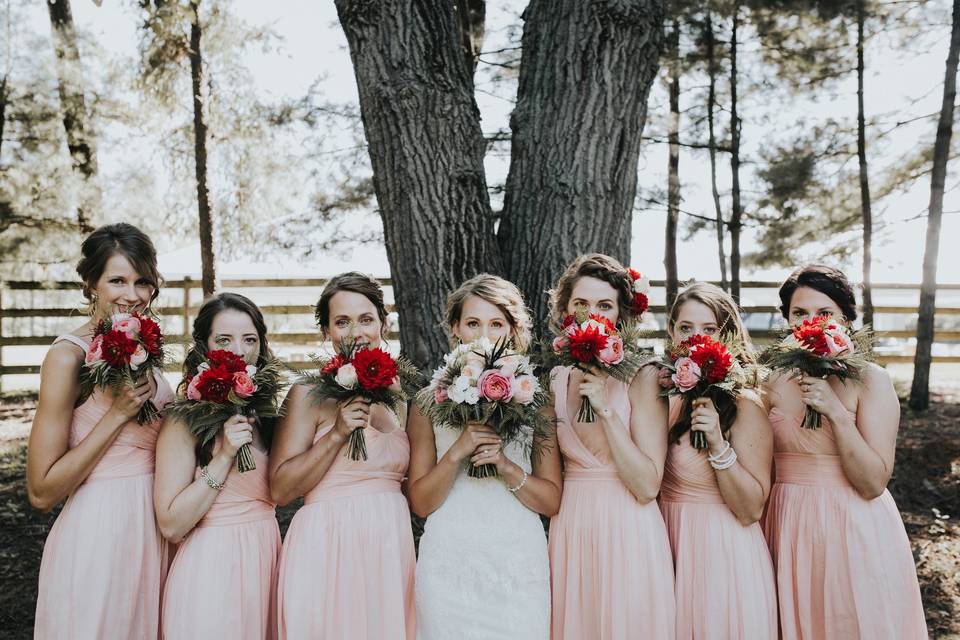 The bride and bridesmaids