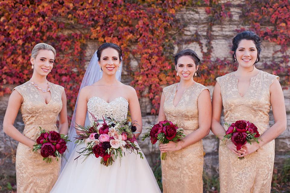 The bride and bridesmaids