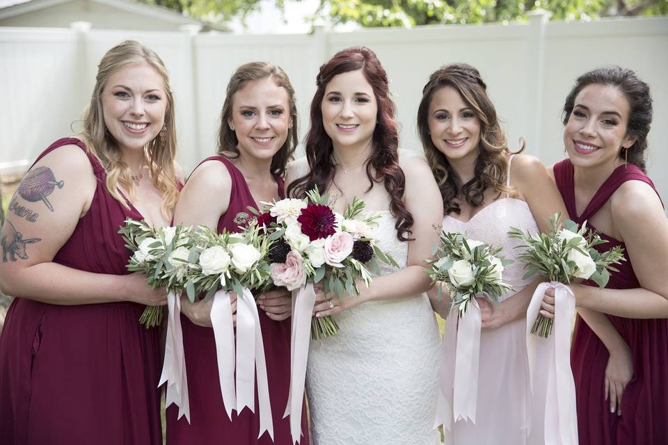 Bride and bridesmaids