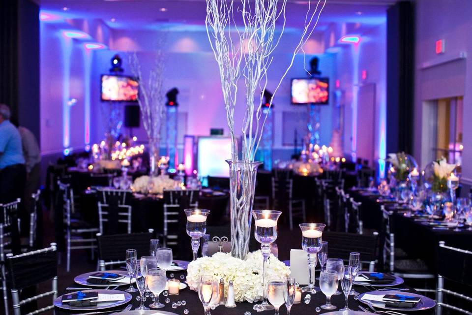 Table setup with candle centerpiece