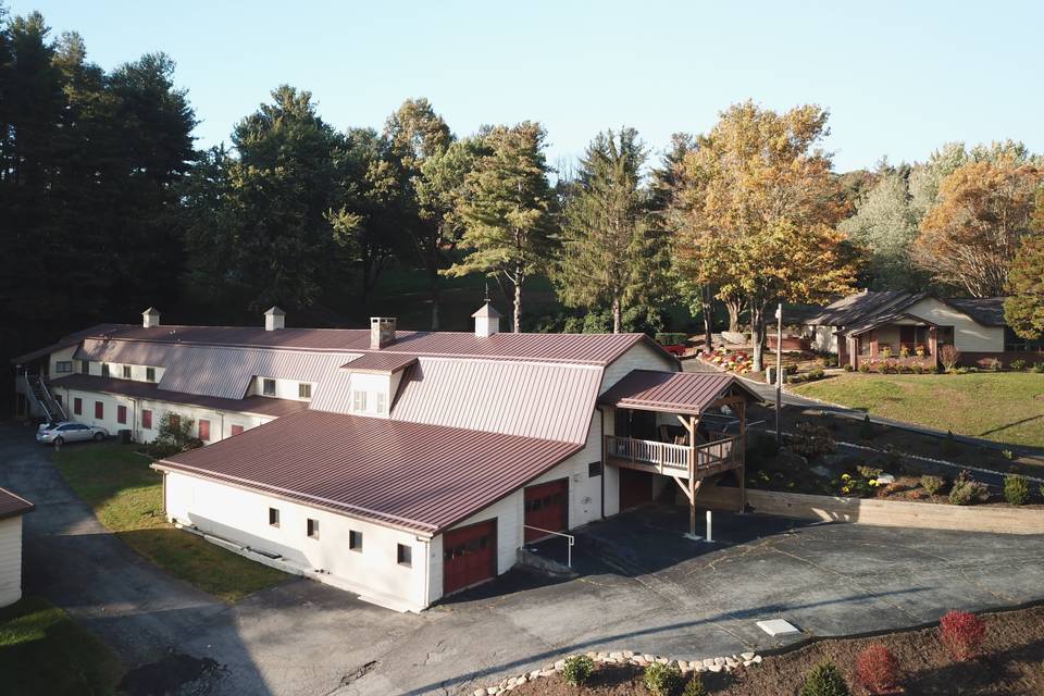 Drone shot of the barn loft