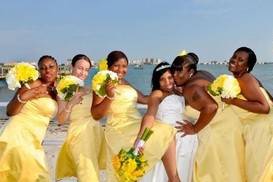 The bride with her bridesmaids