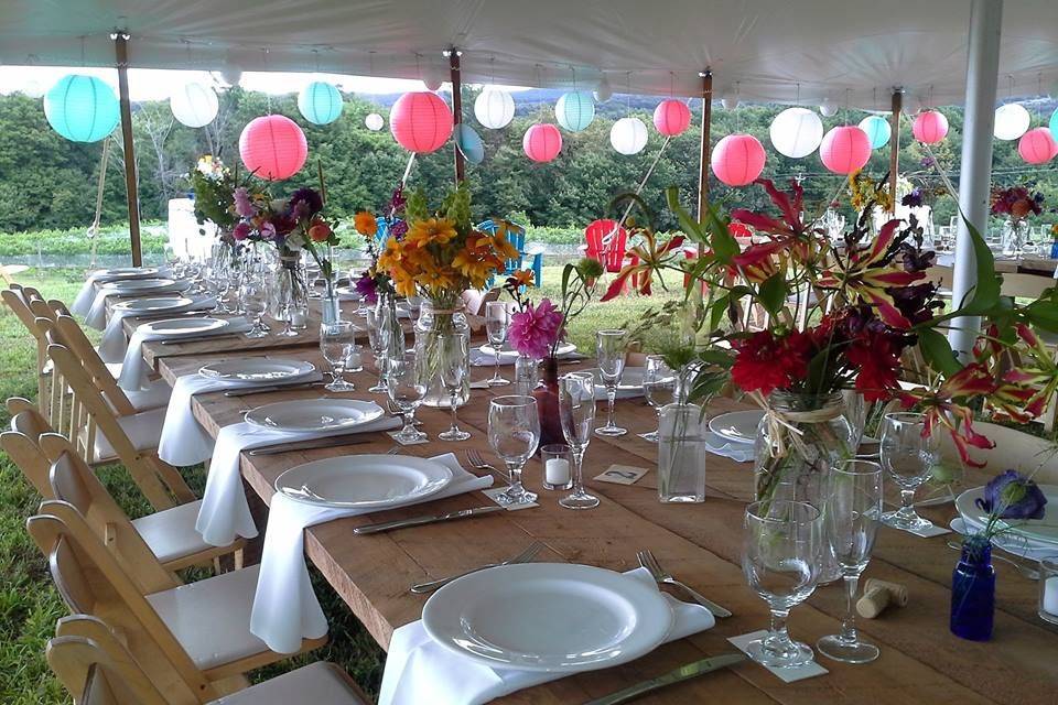 Table setup with flower decors