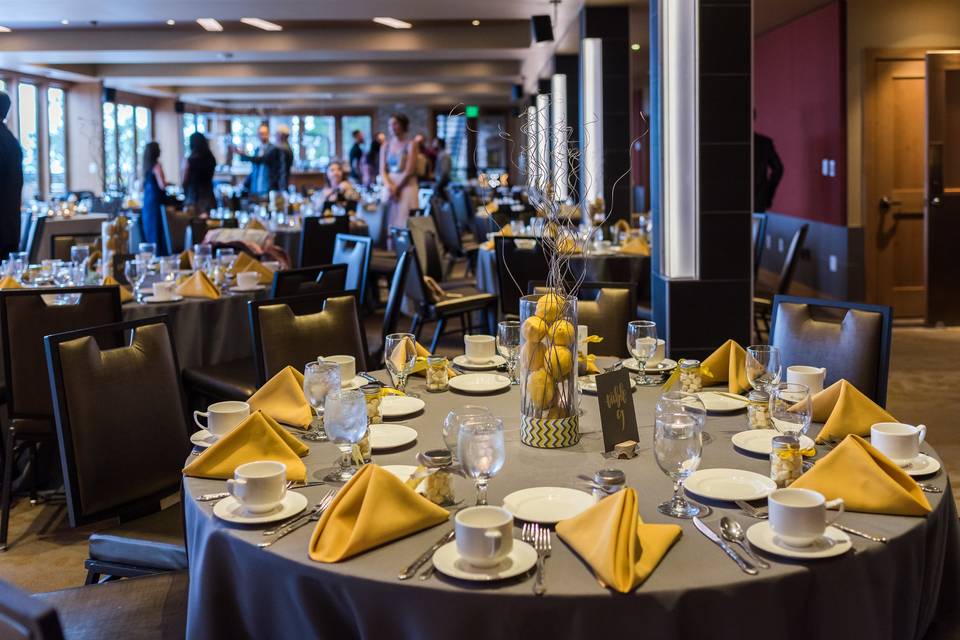 Grey & Yellow Reception Tables