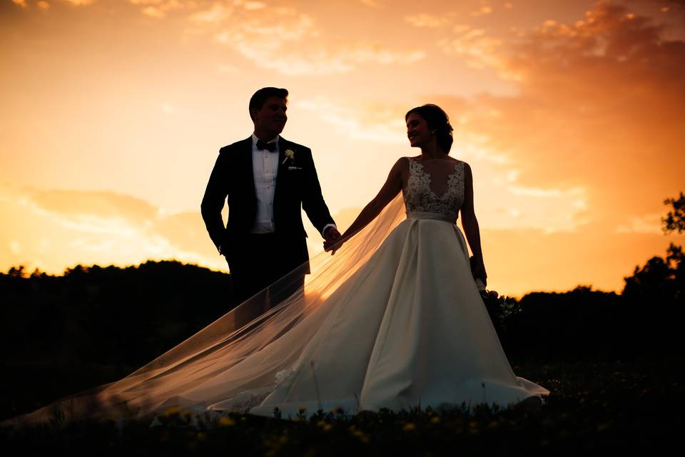 Bride & Groom at Sunset