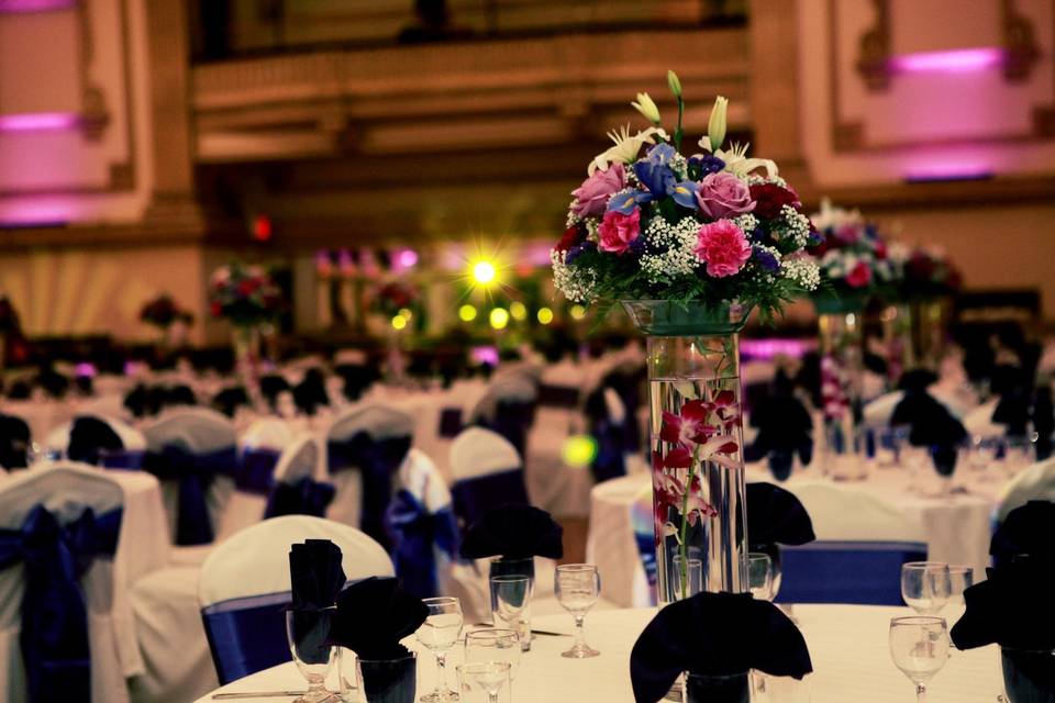 Raised floral centerpieces