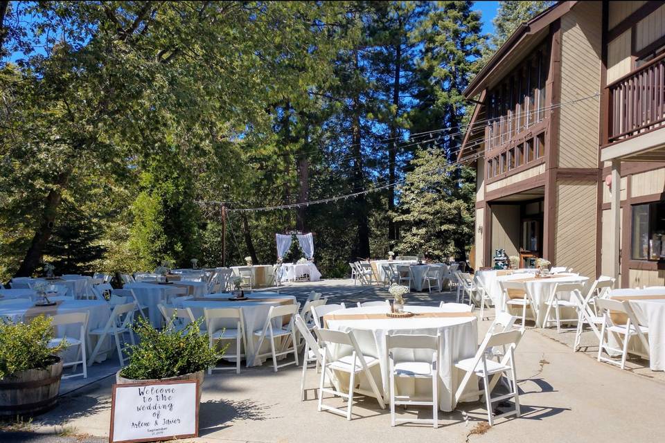 Patio with wedding tables