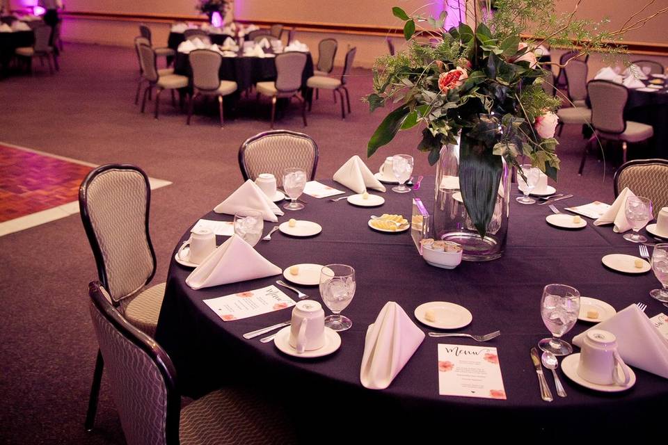 Ballroom table set up