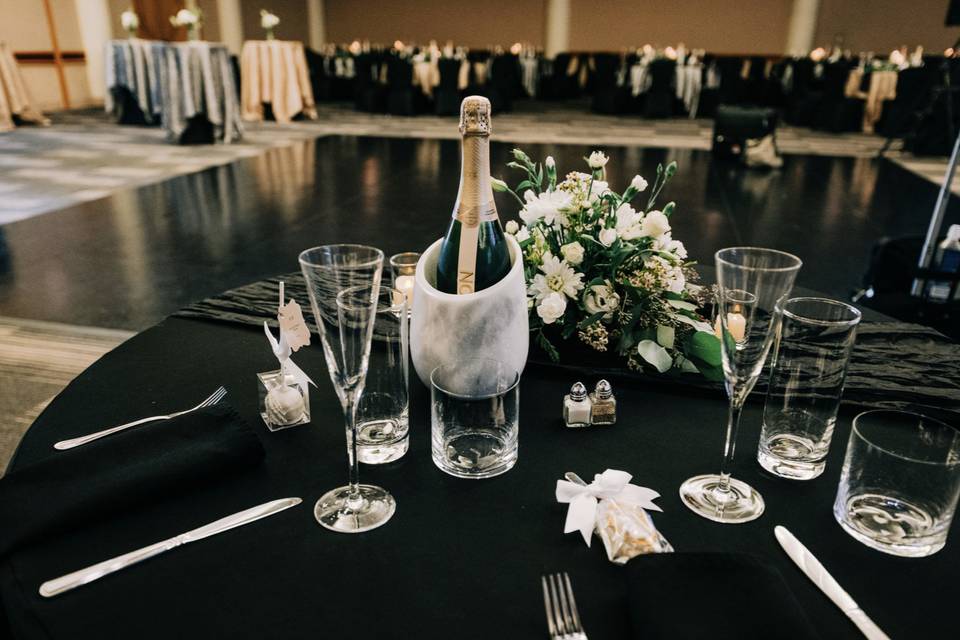 Ballroom table set up