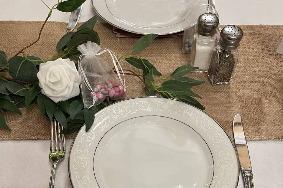 White silver place setting