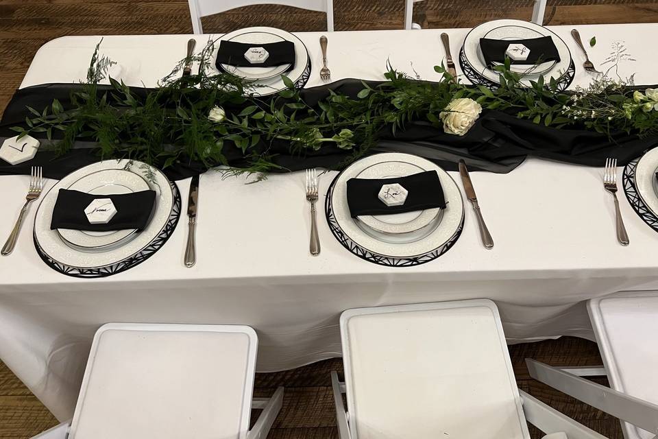 Black table setting