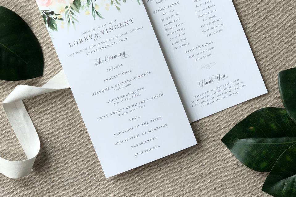 Ceremony Programs