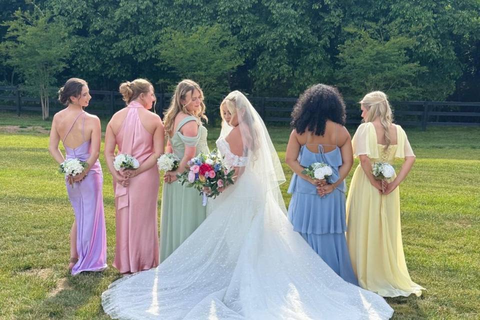 Bride with bridesmaids