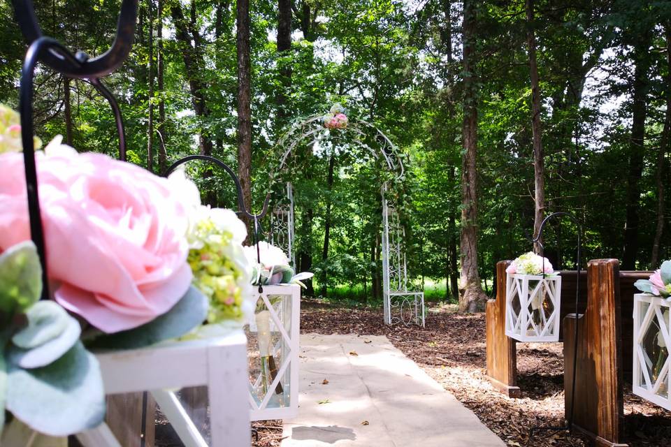 Woodland wedding altar