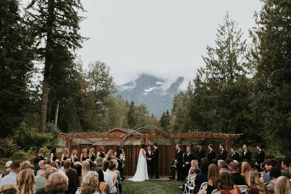 Ceremony with mountain