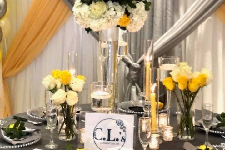 Yellow & Silver Head Table