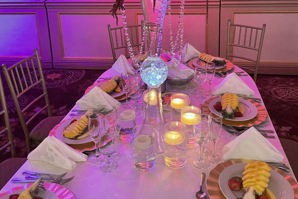 Tall centerpiece with candles