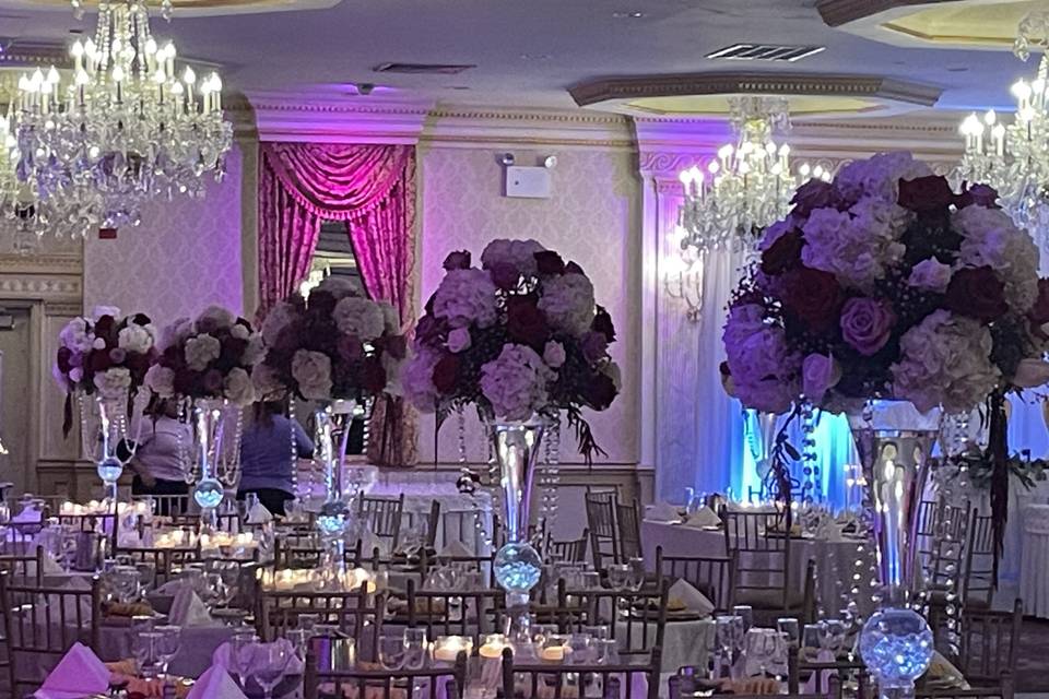 Row of tall centerpieces