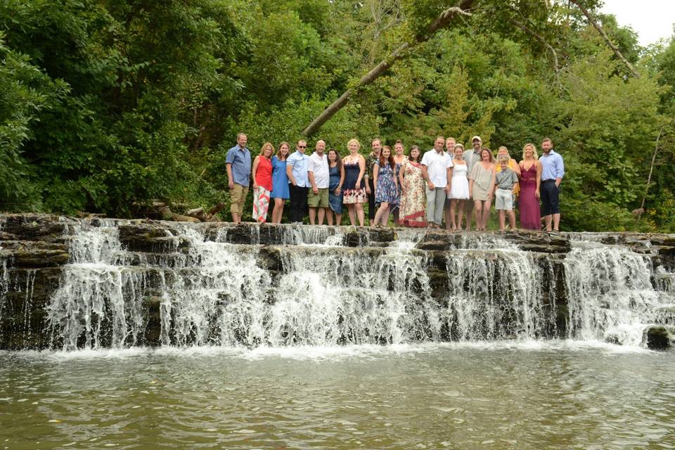 Group photo at falls
