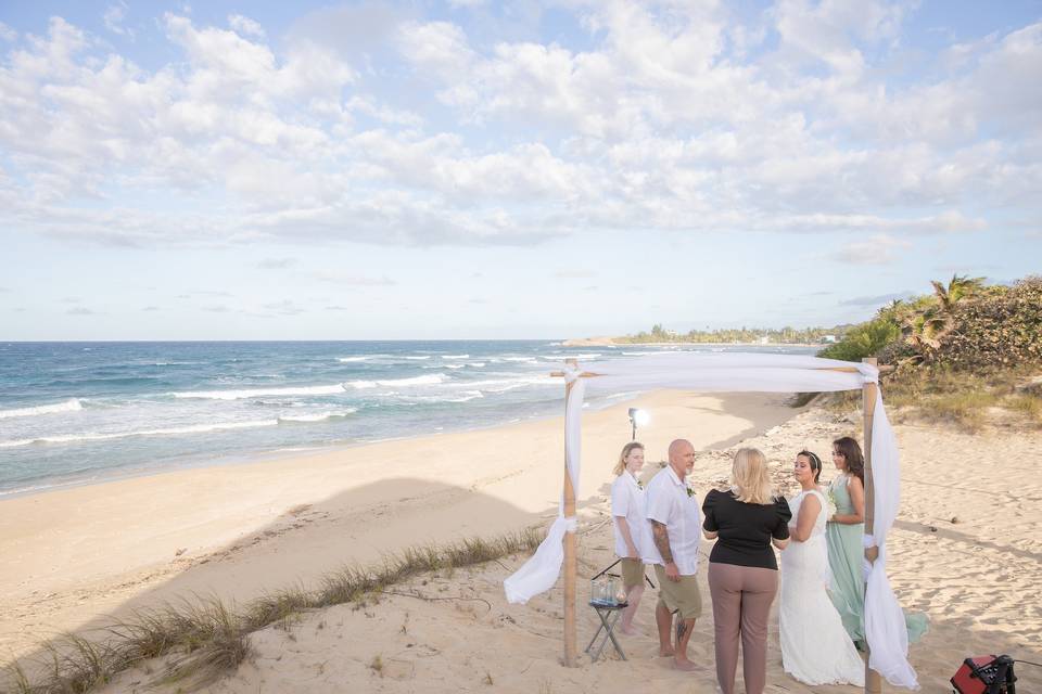 Simply wed on beach dune