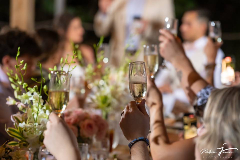 Champagne toast in terrace