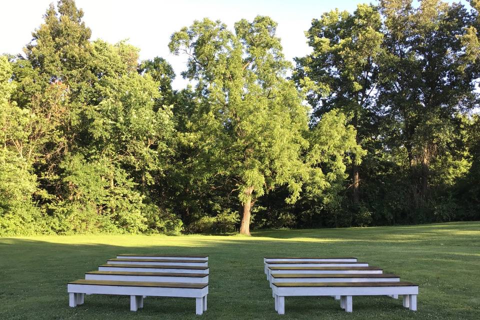 Ceremony benches on the green