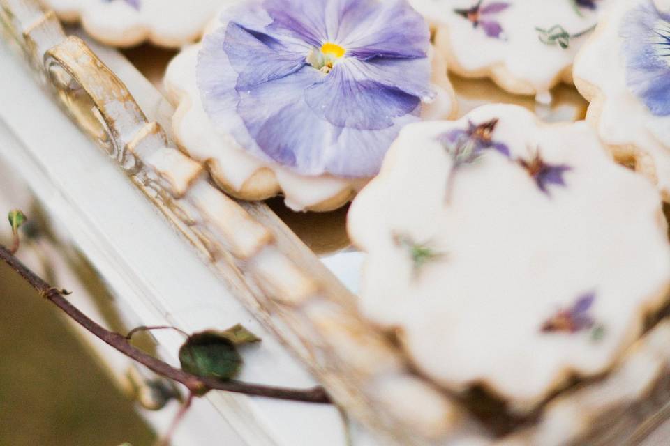 Edible flowers and sugar cookies