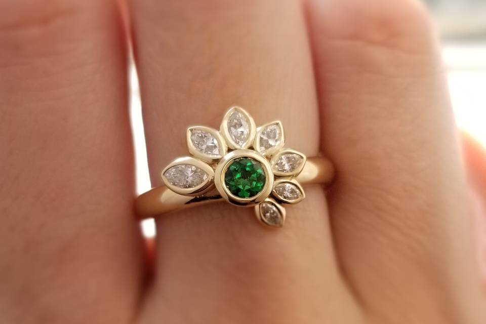 Green Tsavorite and Diamonds