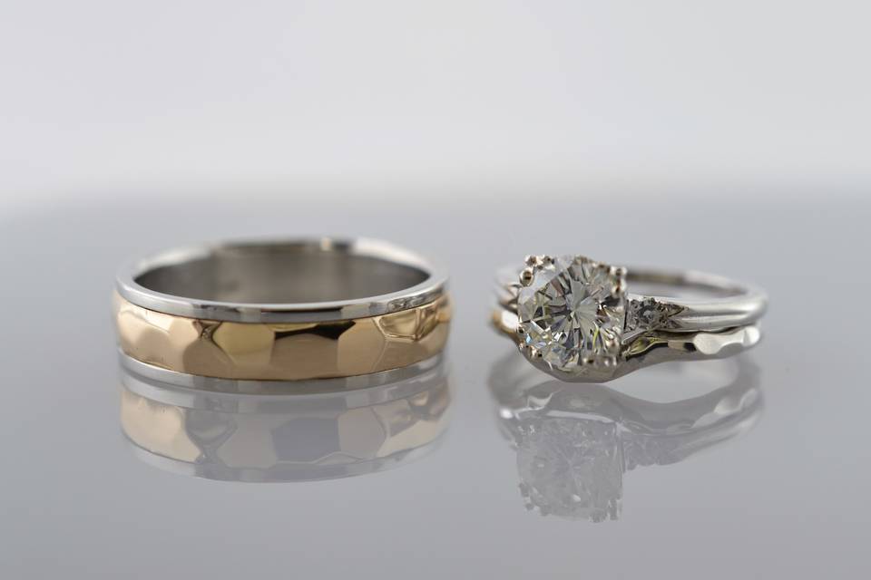 Faceted Wedding Rings