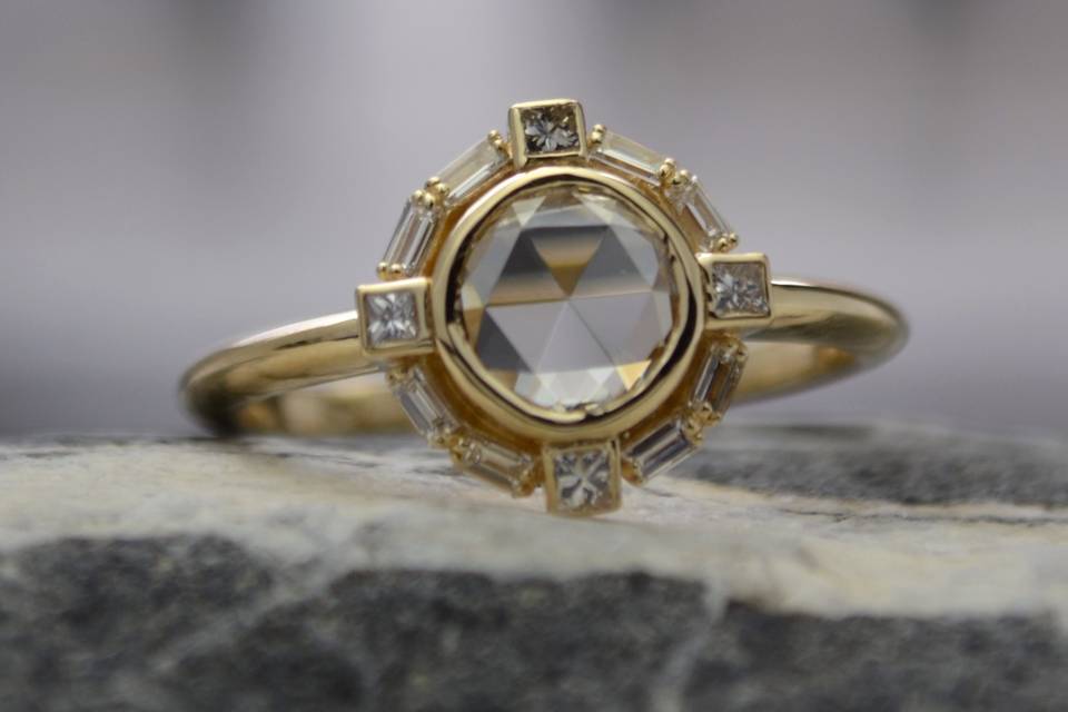 Rose Cut Diamond Halo