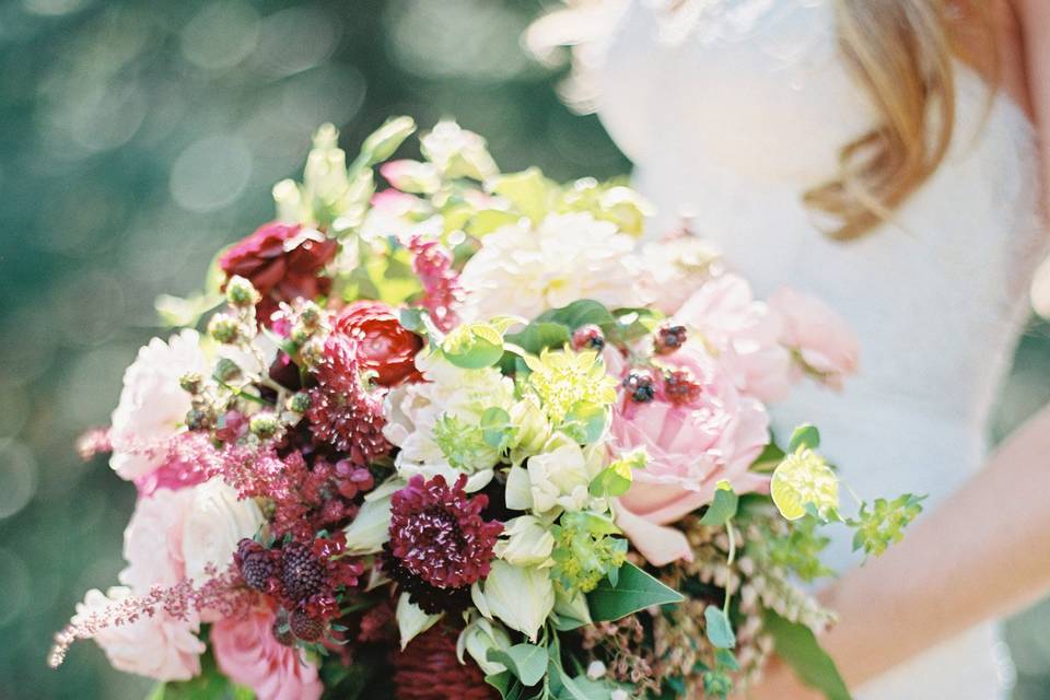 Pink and red flower arrangement