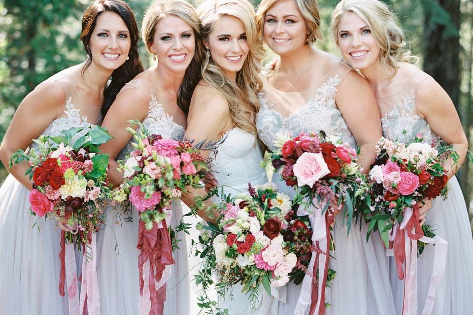 Bride and bridesmaids