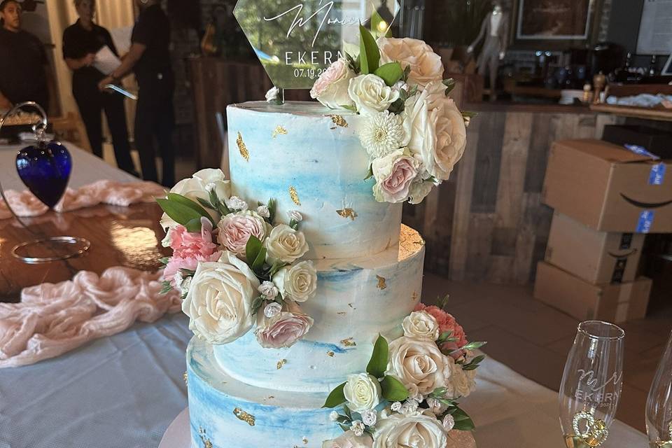 Blue Water Color Cake
