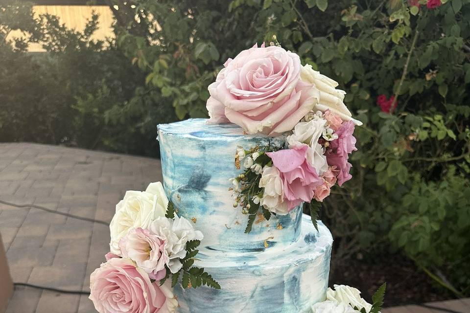 Blue water color cake