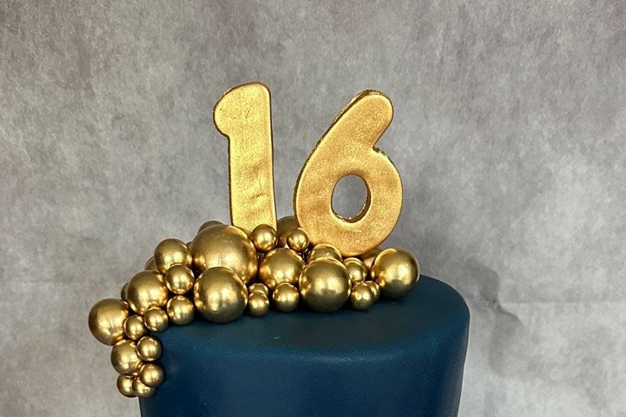 Navy, Purple and Gold Cake